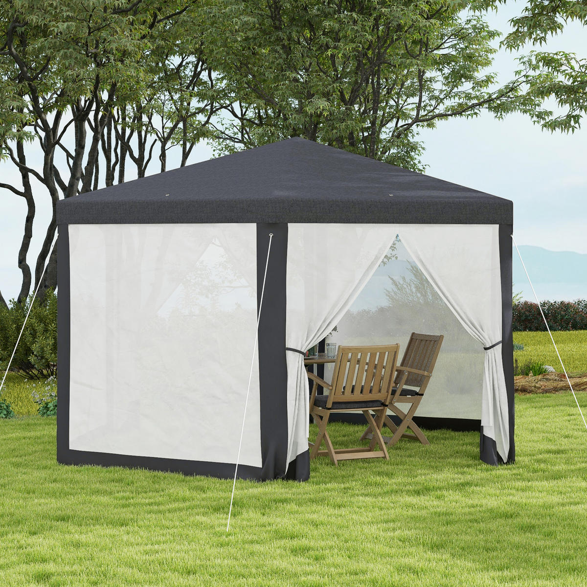 PAVILLON Polyester Metall Dunkelgrau - Dunkelgrau, Kunststoff/Metall (341.2/250/394cm) - Outsunny