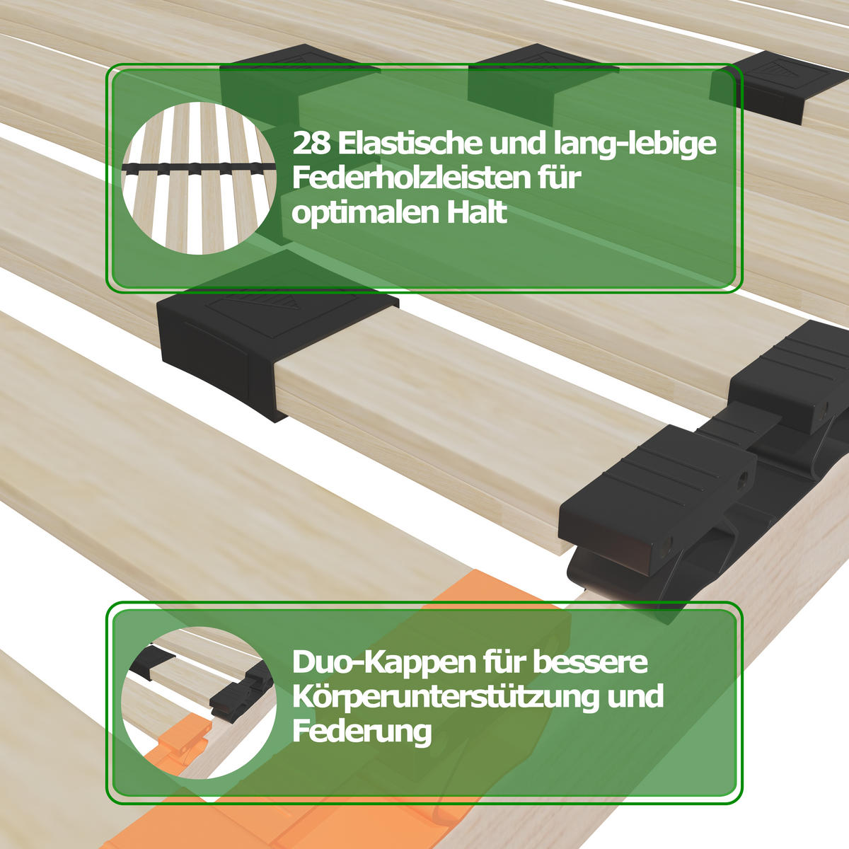 LATTENROST ErgoFlex – 120/200 cm, 7 Zonen, Härtegrad einstellbar - Eschefarben, Holz/Metall (80/200cm) - Schlaftroll