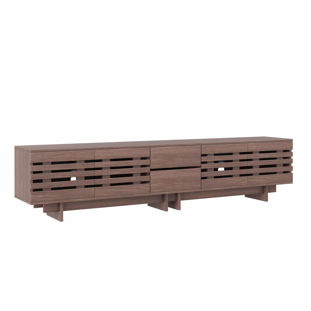 TV-SCHRANK 200cm 4 Türen 2 Schubladen Lowboard Nussbaum - Walnussfarben, Holzwerkstoff (200/55/39.5cm) - FLIEKS