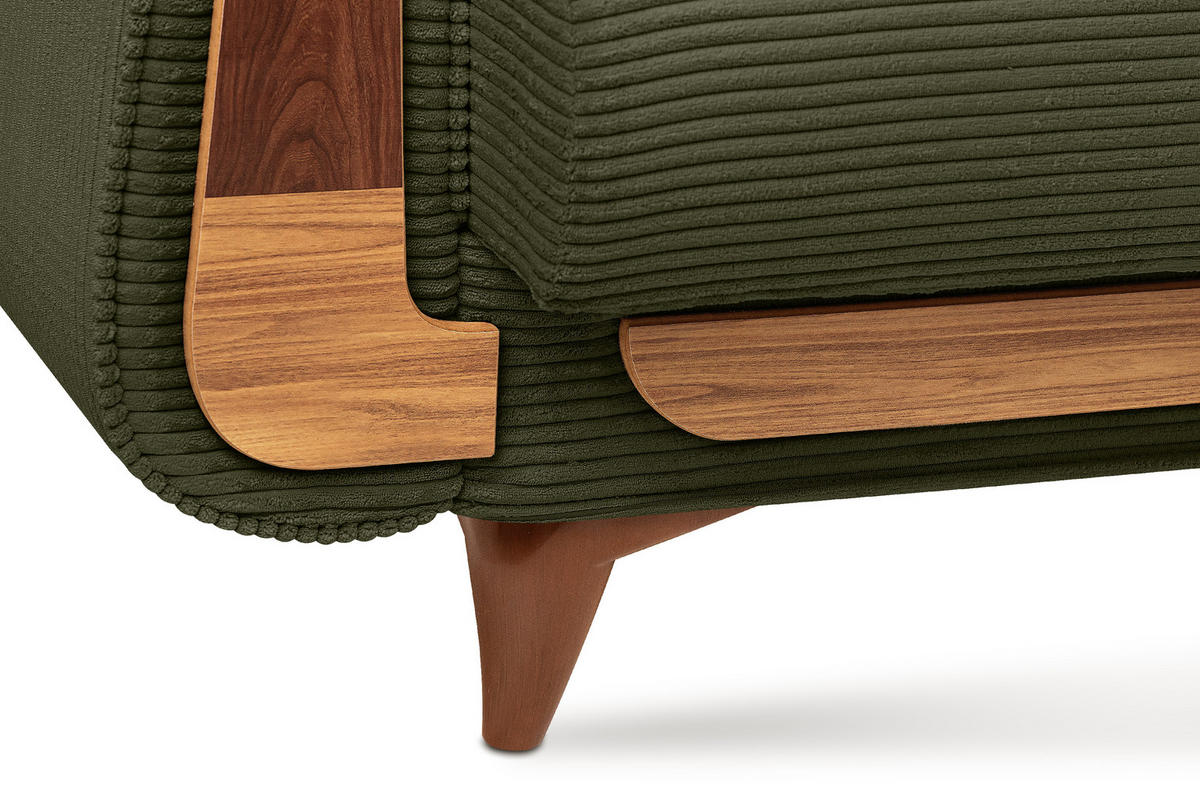 3-SITZER-SCHLAFSOFA GUSTAVO II mit Armlehnen, Olive - Olivgrün, Holz/Holzwerkstoff (230/98/98cm) - KONSIMO®