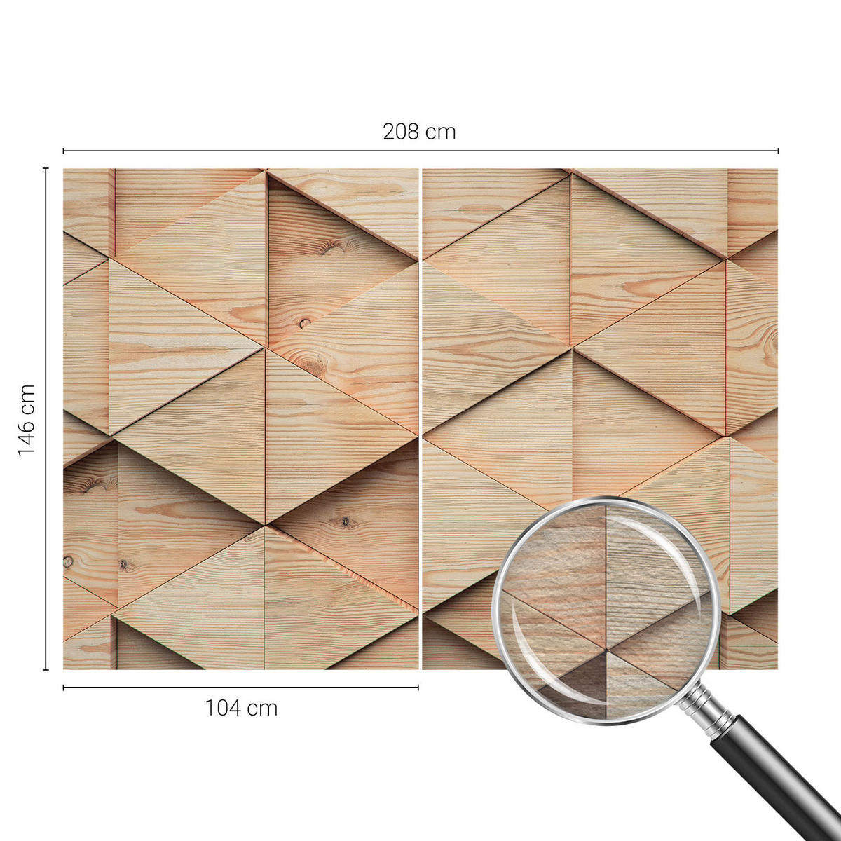 FOTOTAPETE 208x146 cm - Holzmosaik - Beige, Textil (208/146cm) - Wallfluent