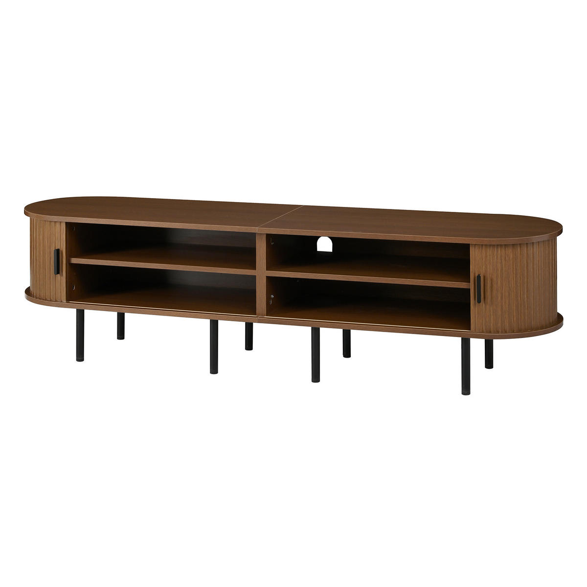 TV-ELEMENT 170/40/46 cm Walnuss mit Schiebetüren und 2 offene Fächer - Nussbaumfarben, Holz (170/46/40cm) - Oxeza