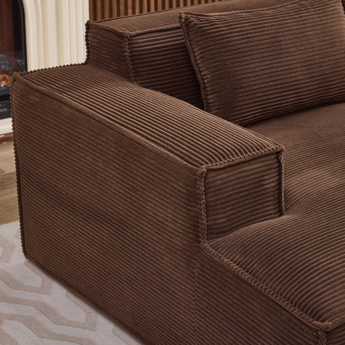 3-SITZER ECKSOFA Polyester Braun mit 2 Kissen - Braun, Textil (235/129cm) - WISHDOR