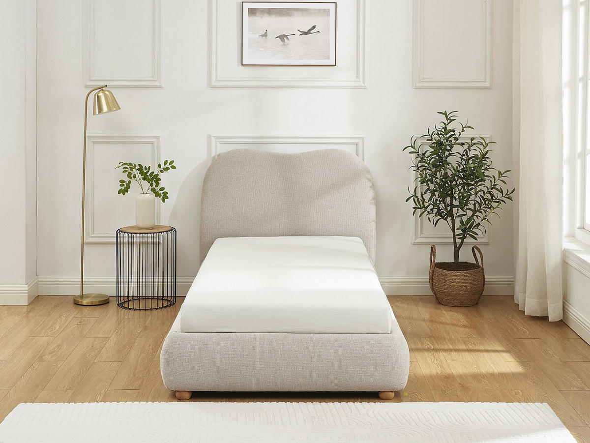 BETT mit Bettkasten - 1 Person - stoff - beige Vanari - Beige, Textil (90/190cm) - Vente-Unique