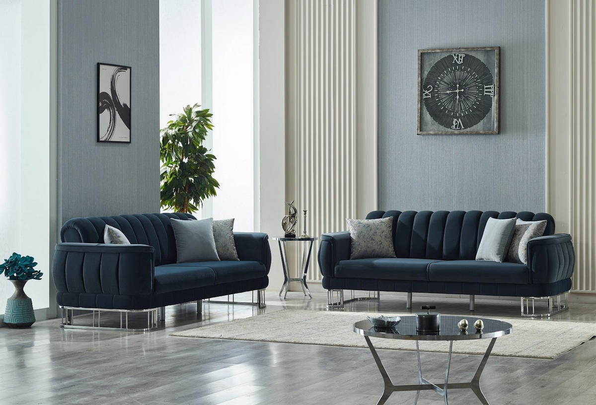 SITZGARNITUR Apollon Anthrazit Stellvariante:3+3 - Anthrazit, Holz/Textil (230/85/95cm) - Villa Möbel