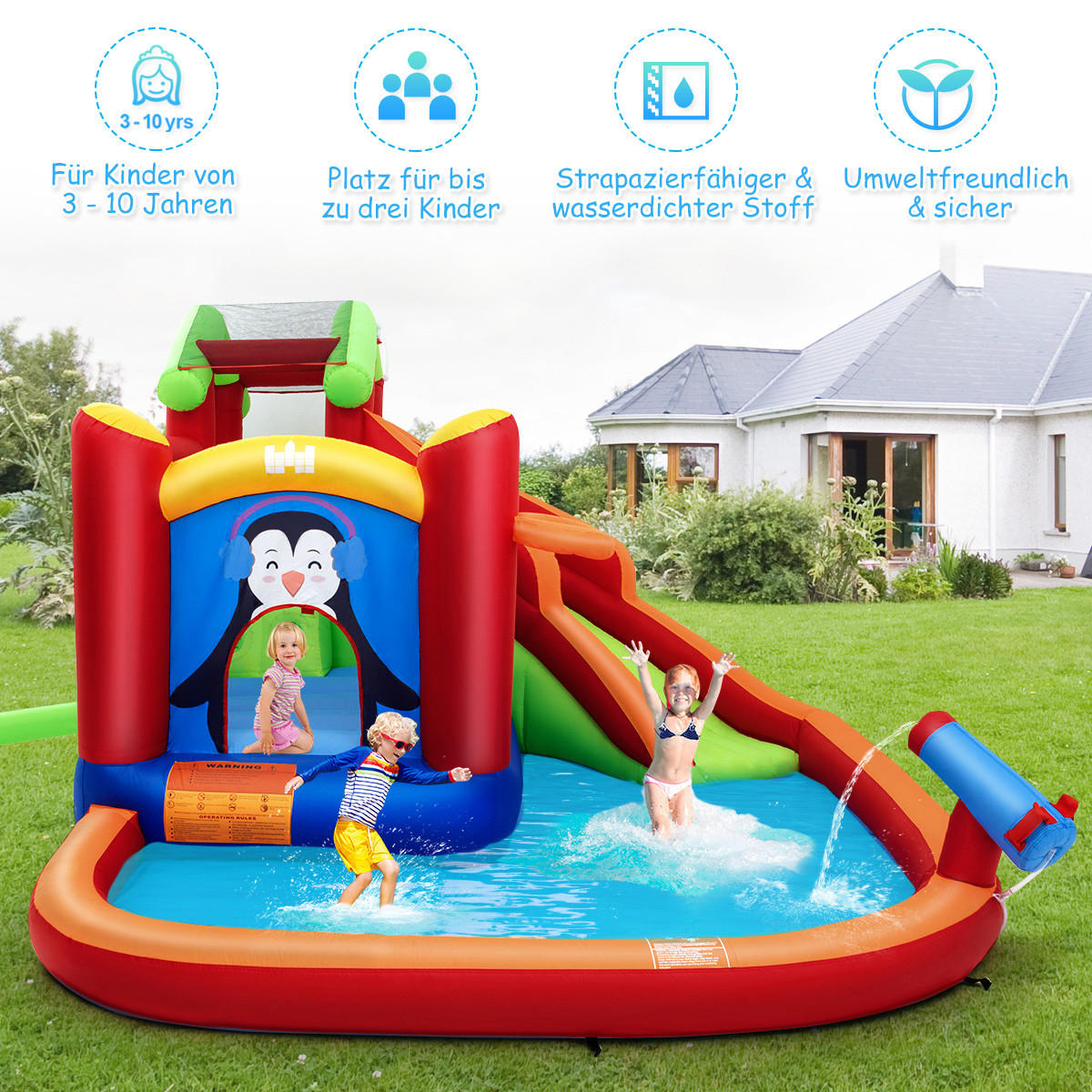 WASSERPARK 190cm Rot - Rot, Kunststoff (370/300/190cm) - COSTWAY
