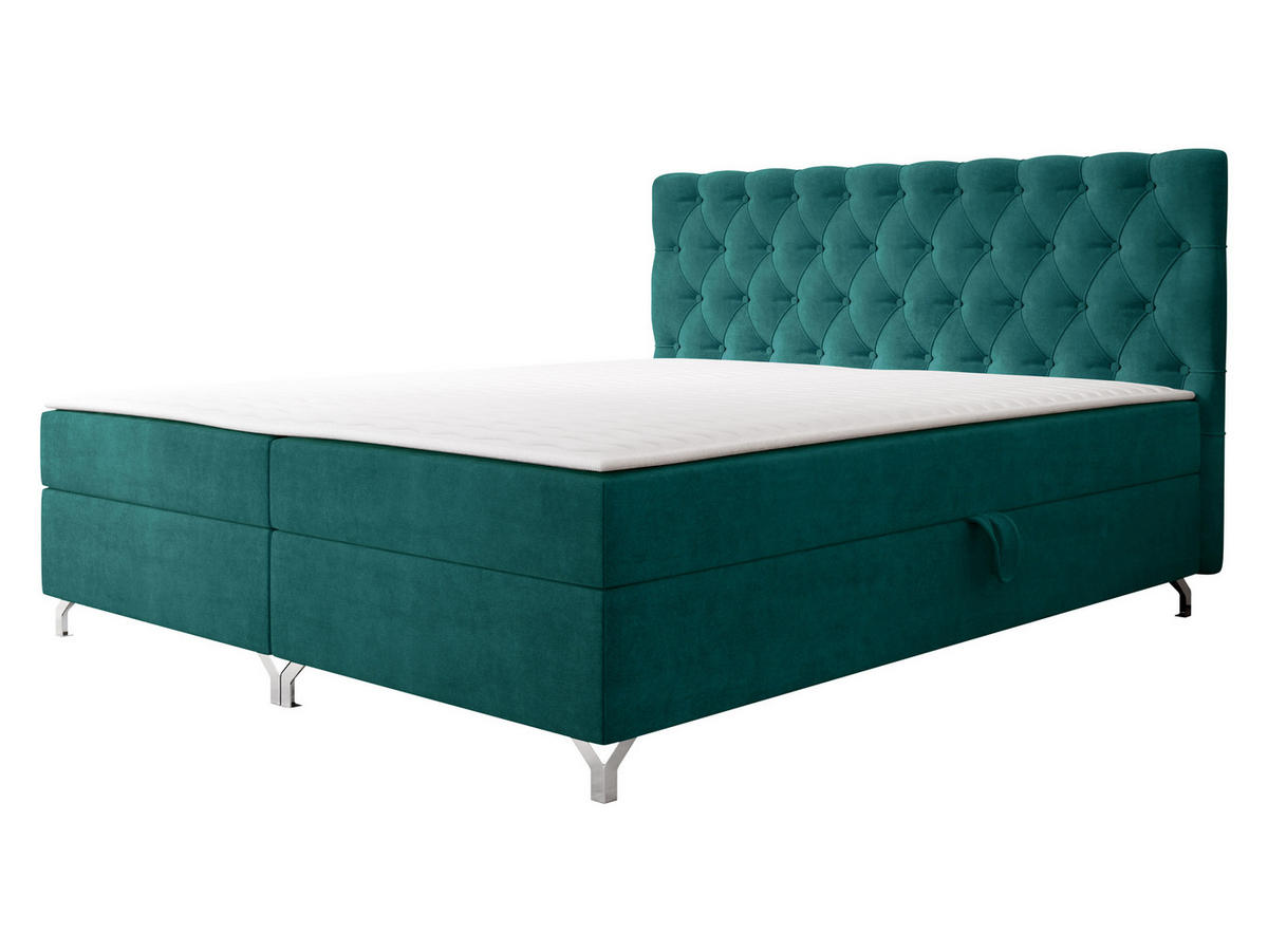 BOXBETT Chester 2 - Smaragdgrün/Silberfarben, Holz/Textil (140/200cm) - MIRJAN24