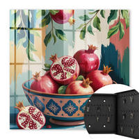 SCHLÜSSELBOX Schwarz 30x30 cm- Türöffnung nach rechts - Fruchtmotiv - Rot, Metall (30/30/5cm) - TULUP