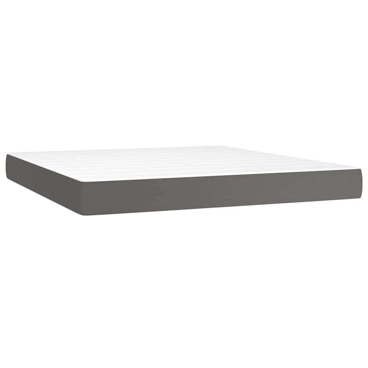 BOXSPRINGBETT 160/200 Cm Grau Kunstleder - Grau, Leder (160/203cm) - vidaXL