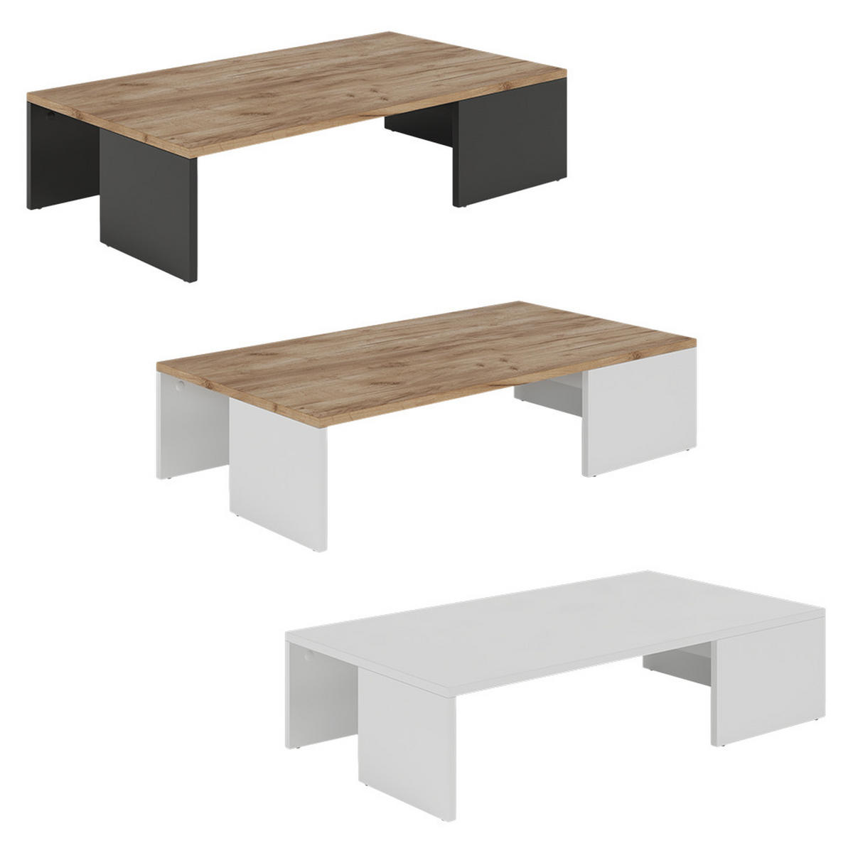 COUCHTISCH Hardi Weiß/Goldkraft Eiche 90 x 21.4 cm - Honigeiche/Weiß, Holzwerkstoff (50/90/21.4cm) - Vicco