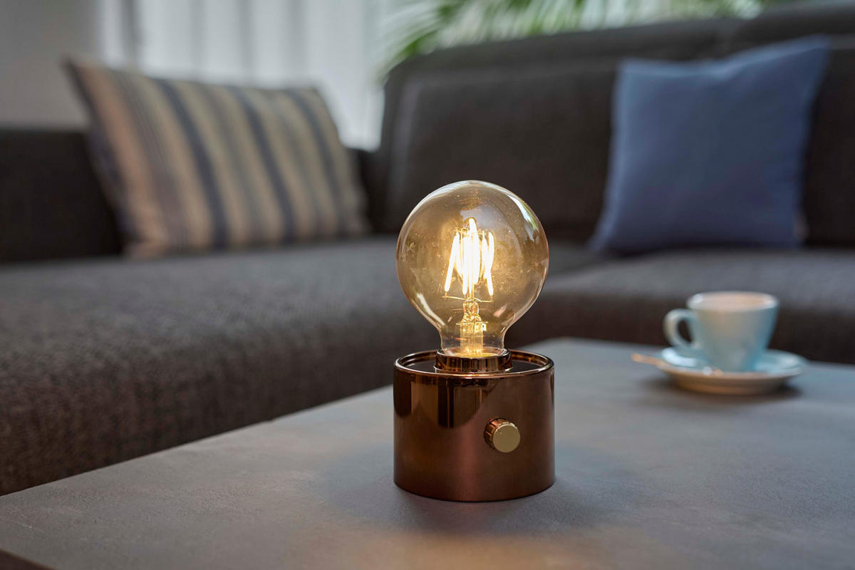 LED-TISCHLAMPE Vintage Edison dimmbar 10x9x16cm Bronze - Bronzefarben, Kunststoff (10/8.7/16cm) - Northpoint