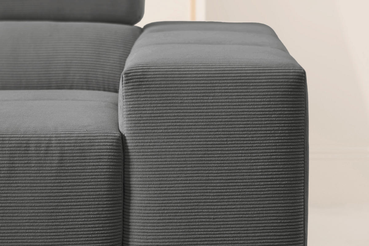 ECKSOFA NEVADA Anthrazit Cord - Anthrazit/Schwarz, Kunststoff/Textil (319/215cm) - KAWOLA