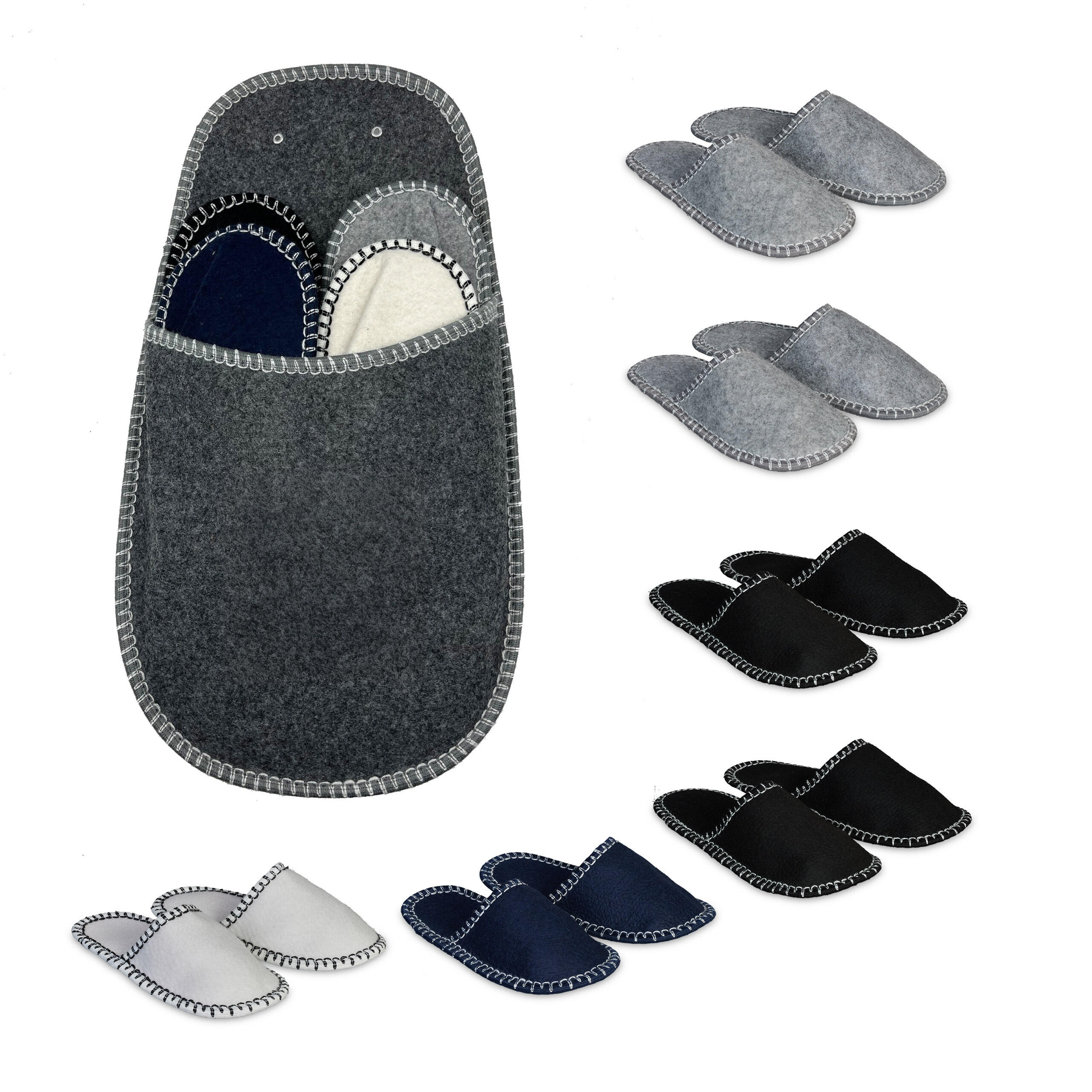 Relaxdays PAPUČE Vícebarevné filcové 6-párů-set