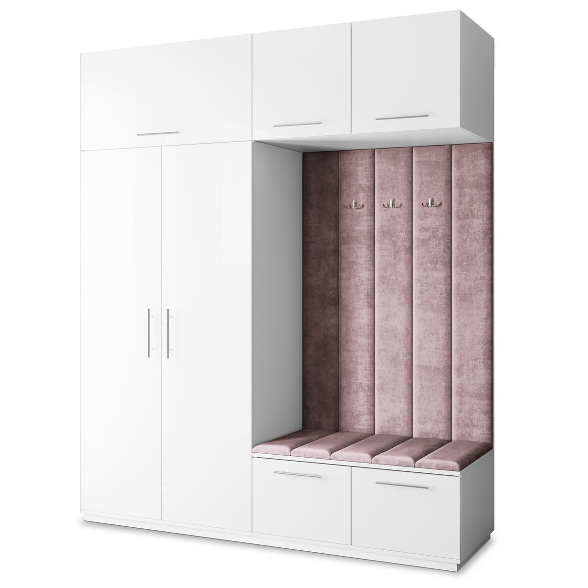 GARDEROBENSCHRANK REMA 200/240/60 cm Modern Garderobe-Set Weiß - Lila/Weiß, Holzwerkstoff (200/240/60cm) - MASSENO