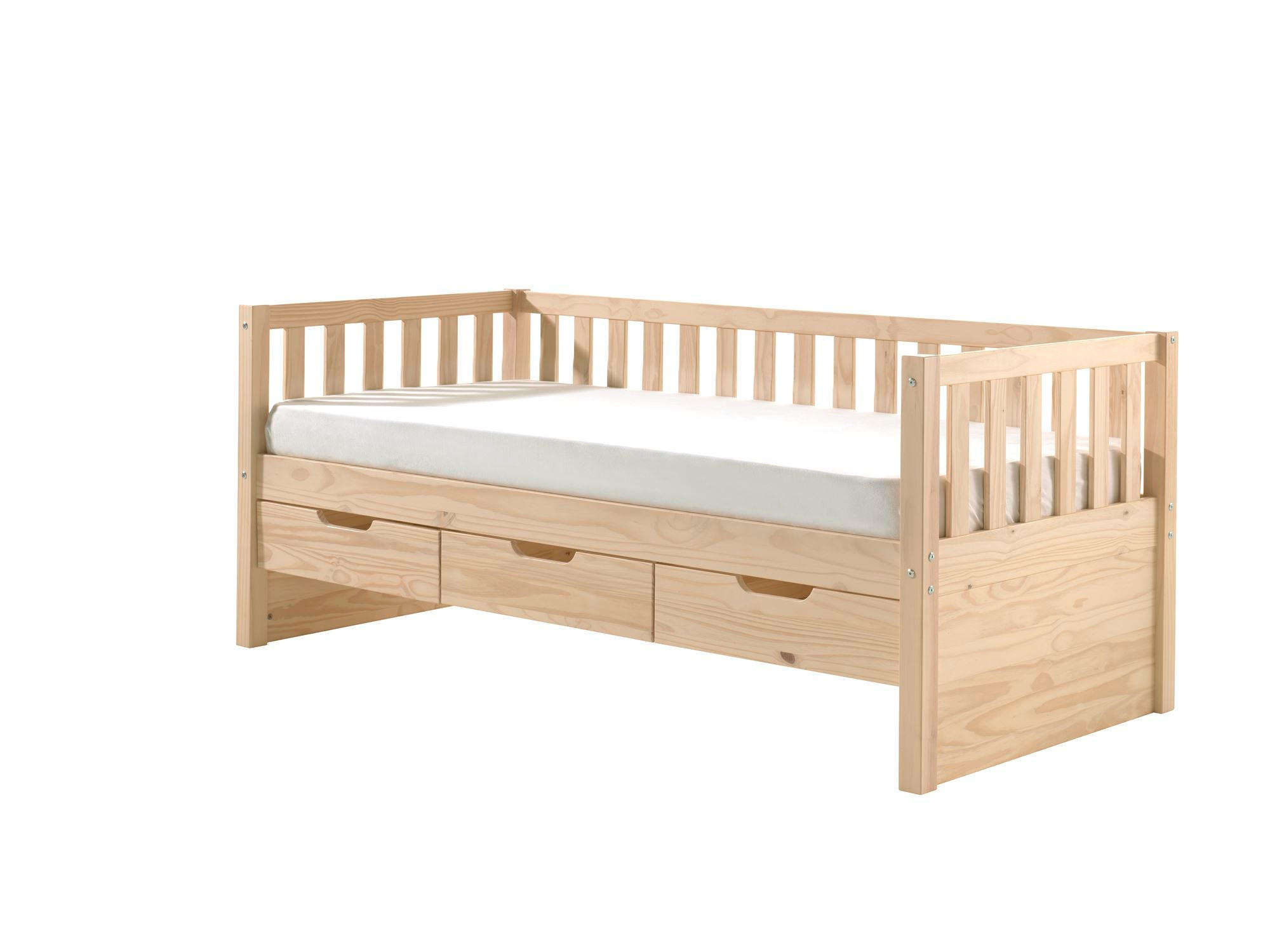KOJENBETT mit Schubladen Karena 211x86x98 aus Massivholz in natur - Kieferfarben, Holz (90/200cm) - 58aufmkessel
