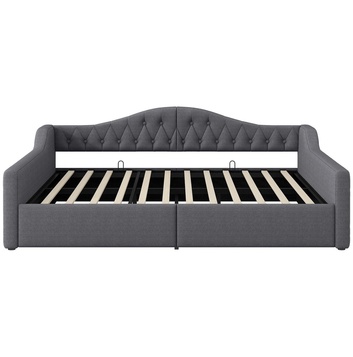 TAGESBETT 140/200 cm mit LED-Beleuchtung, Stauraum und Leinenpolsterung, Grau - Grau, Holzwerkstoff (140/200cm) - Redom
