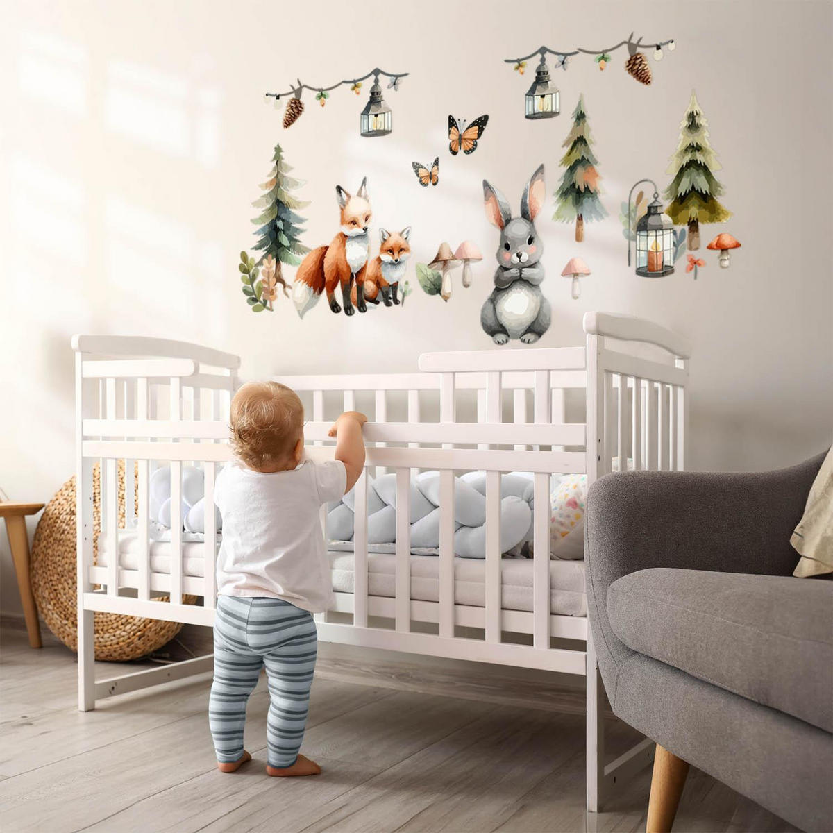 WANDAUFKLEBER 60x65cm - Waldtiere und Pflanzen - Multicolor, Kunststoff (60/65/0.1cm) - Wallfluent