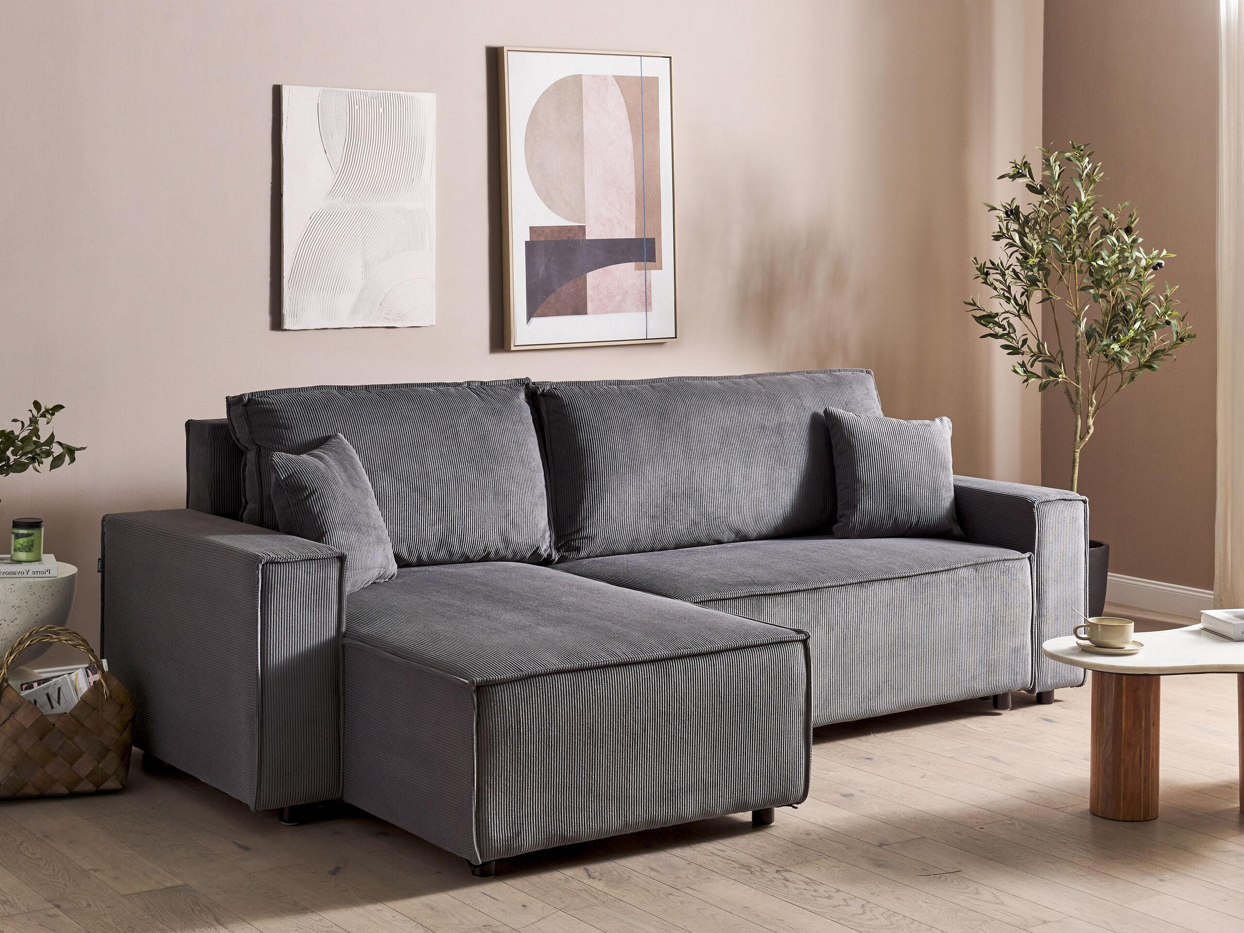 Thumbnail - Beliani 2-Sitzer-Ecksofa, Grau, Schwarz, Textil, L-Form, 247x147 cm, Wohnzimmer, Sofas & Couches, Wohnlandschaften, Ecks...