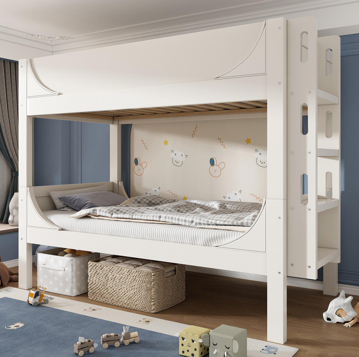 ETAGENBETT 90/200 cm aus Massivholz und MDF mit trennbarer Konstruktion Weiß - Weiß, Holzwerkstoff (90/200cm) - Modenvie