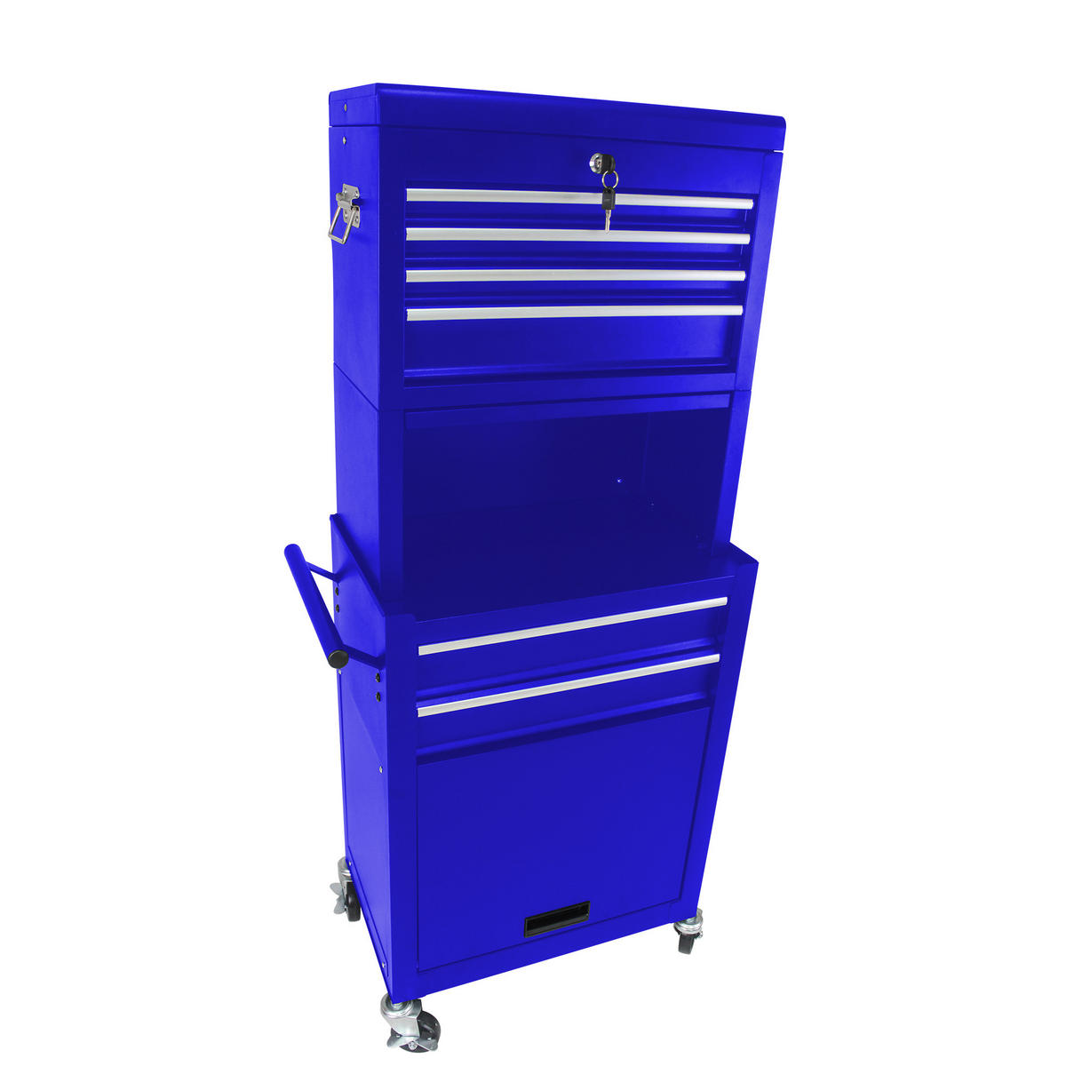 KOMBINATIONSKOFFER – mit 6 Schubladen und 4 Lenkrollen (blau) - Blau, Metall (33/110/60cm) - DCA