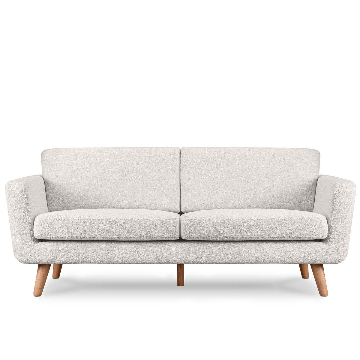 3-SITZER-SOFA TAGIO mit Armlehnen, Weiß - Braun/Weiß, Buchenholz/Textil (88/80/190cm) - KONSIMO®