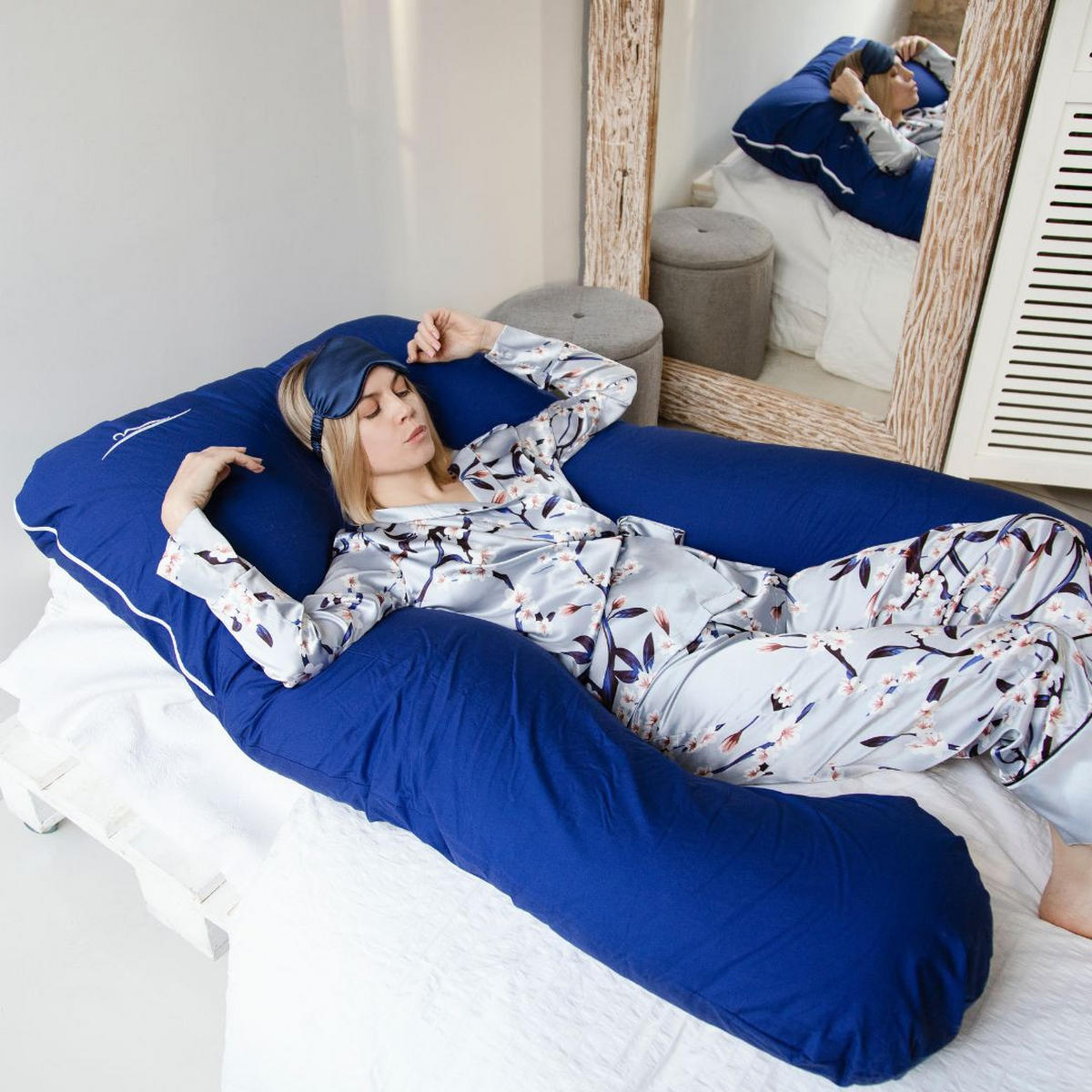 ERSATZBEZUG- Baumwolle (Blau) - Dunkelblau, Textil (100/150cm) - KomfortKissen