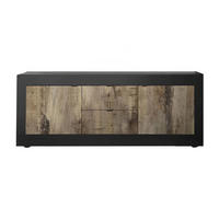 SIDEBOARD mit 2 Türen und 2 Schubladen Itinial - L210 cm - Schwarz/Braun, Holzwerkstoff (43/65/210cm) - Calicosy