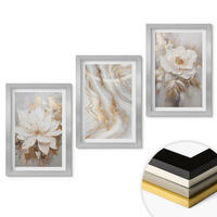 WANDBILDER 3er Set - 20x30 cm Silberner Rahmen - Abstrakte Blumen aus Marmor - Silberfarben, Kunststoff (20/30cm) - ArtPrintCave