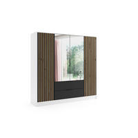 KLEIDERSCHRANK NERA - 200 cm - Weiß|Schwarz|Eiche Artisan - Schwarz/Weiß, Holzwerkstoff (200/200/51cm) - ALTDECOR
