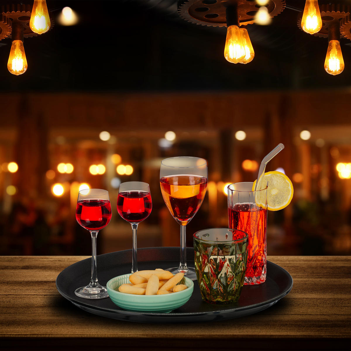 5xSERVIERTABLETT - Schwarz, Kunststoff (35/2/35cm) - Relaxdays