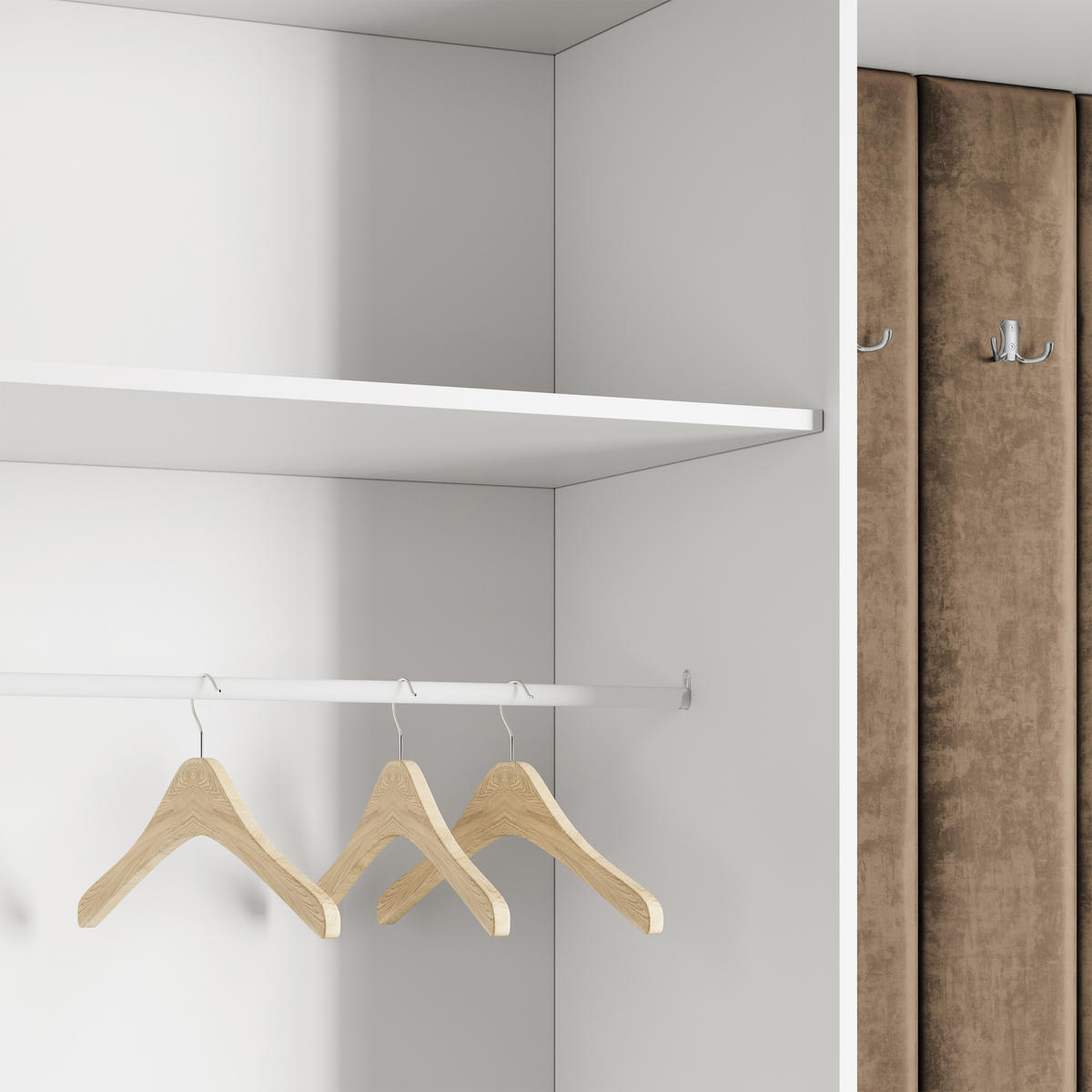 GARDEROBENSCHRANK REMA 180/240/60 cm Modern Garderobe-Set Weiß - Beige/Weiß, Holzwerkstoff (180/240/60cm) - MASSENO