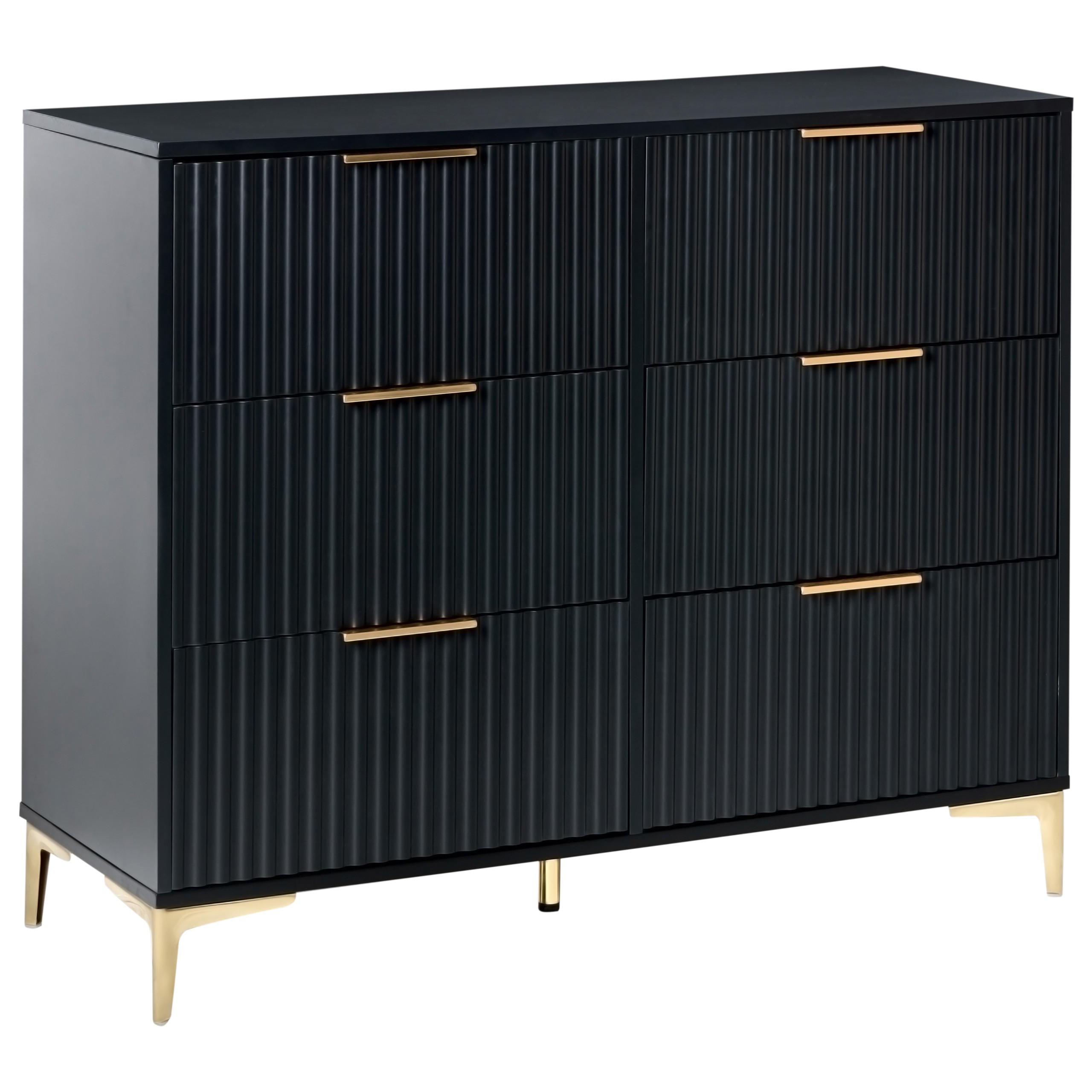 KOMMODE mit 6 Schubladen Schwarz Walcott - Schwarz, Holzwerkstoff (108/89/40cm) - Beliani
