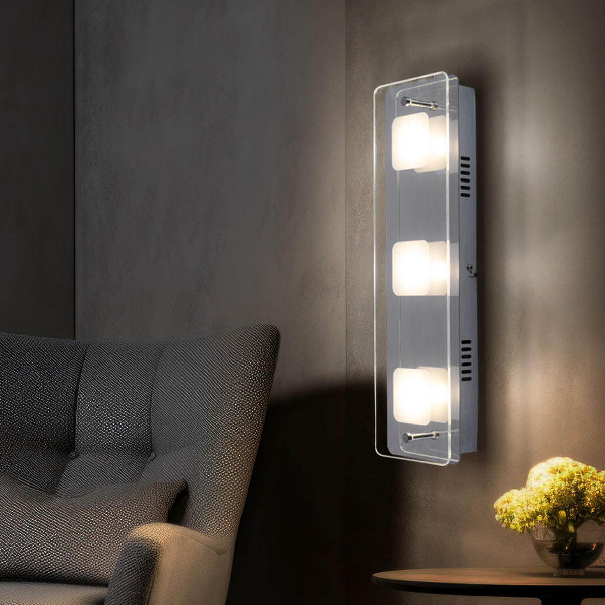 LED WANDLEUCHTE JEMINA Silber Chrom Glas - Silberfarben, Glas (12/6.2/42cm) - Globo Lighting