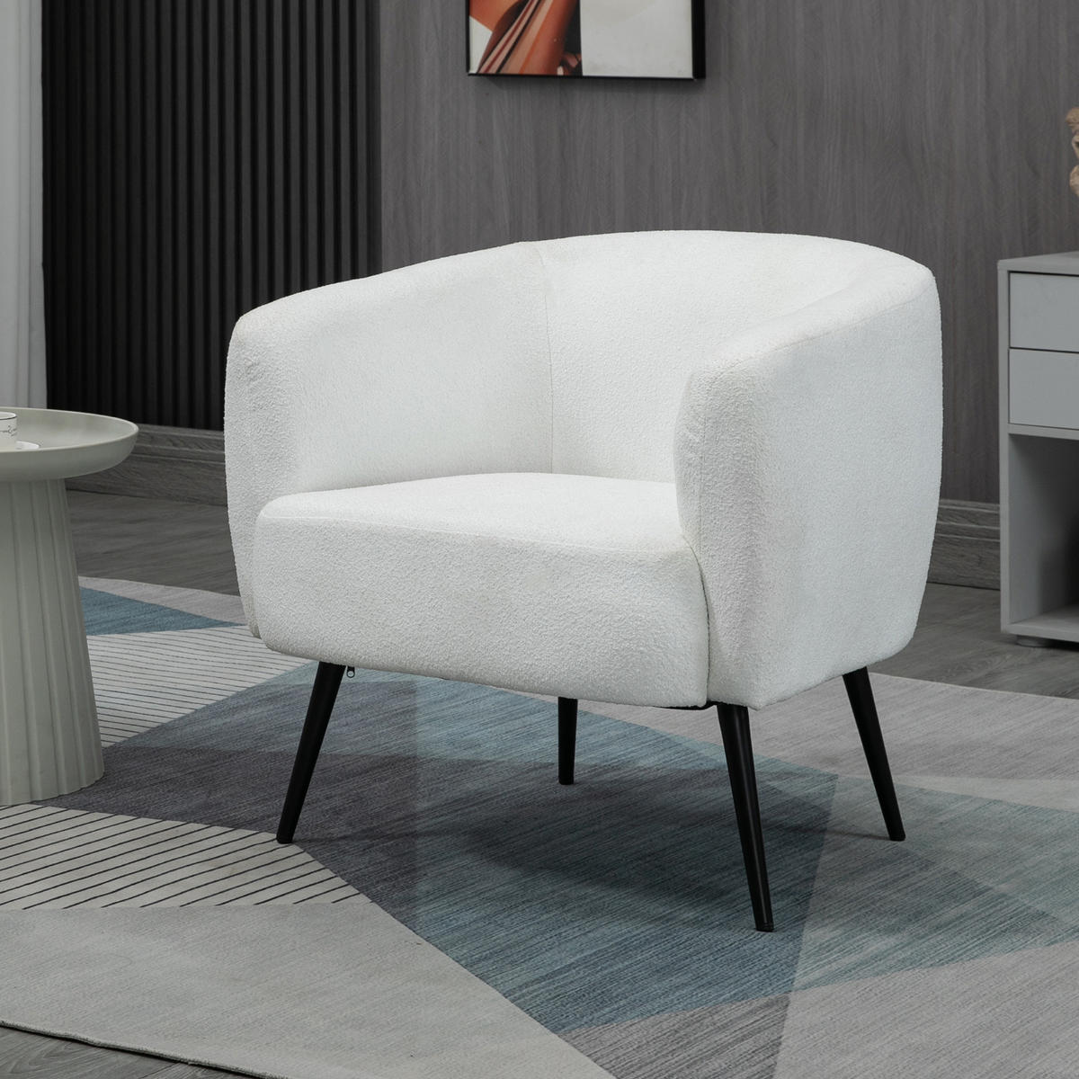 SESSEL DE-13464 mit Armlehnen, Bouclé-Stoff Weiß - Weiß, Textil (73/73/72cm) - ComfortXL