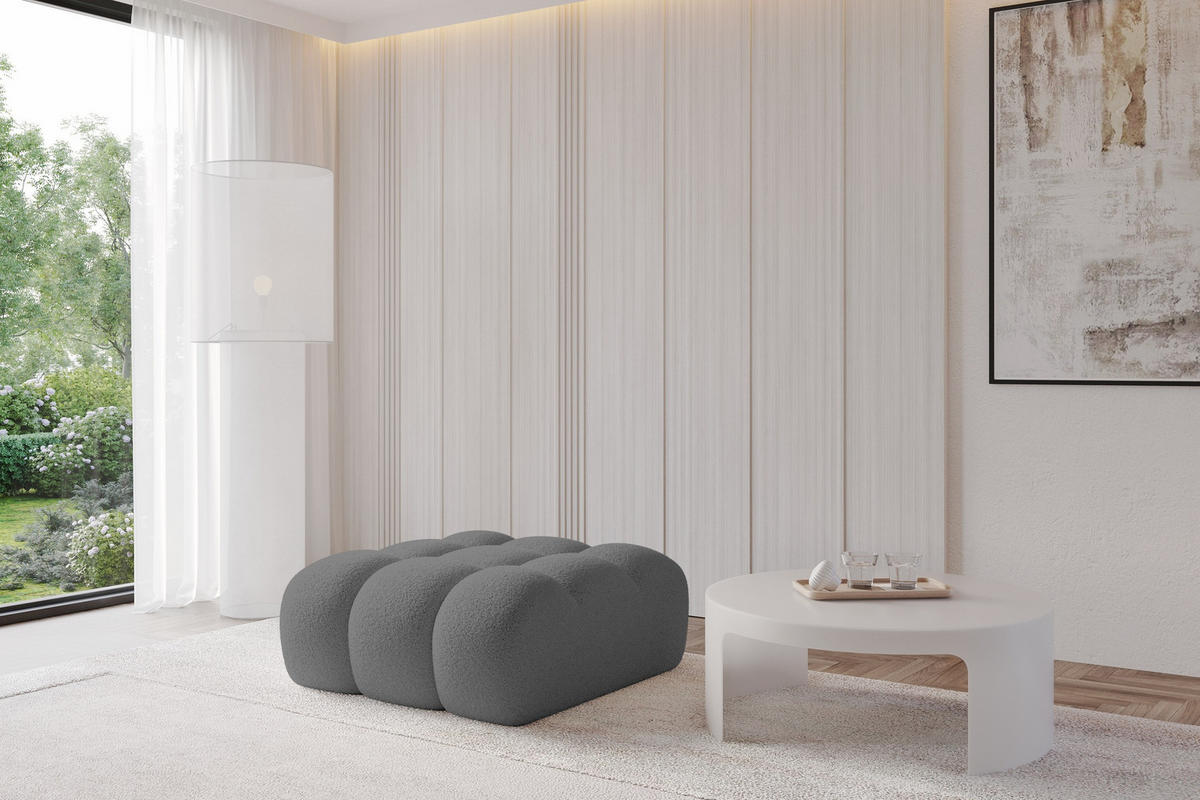 TABURET OLEA-PUF 91x87x44 cm Šedá Buklé - šedá/černá, kompozitní dřevo/textil (91/44/87cm) - ALTDECOR