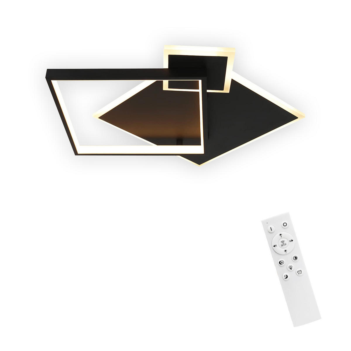 LED-DECKENLEUCHTE Maximilian 46/45/8 cm - Schwarz, Metall (46/45/8cm) - Nettlife