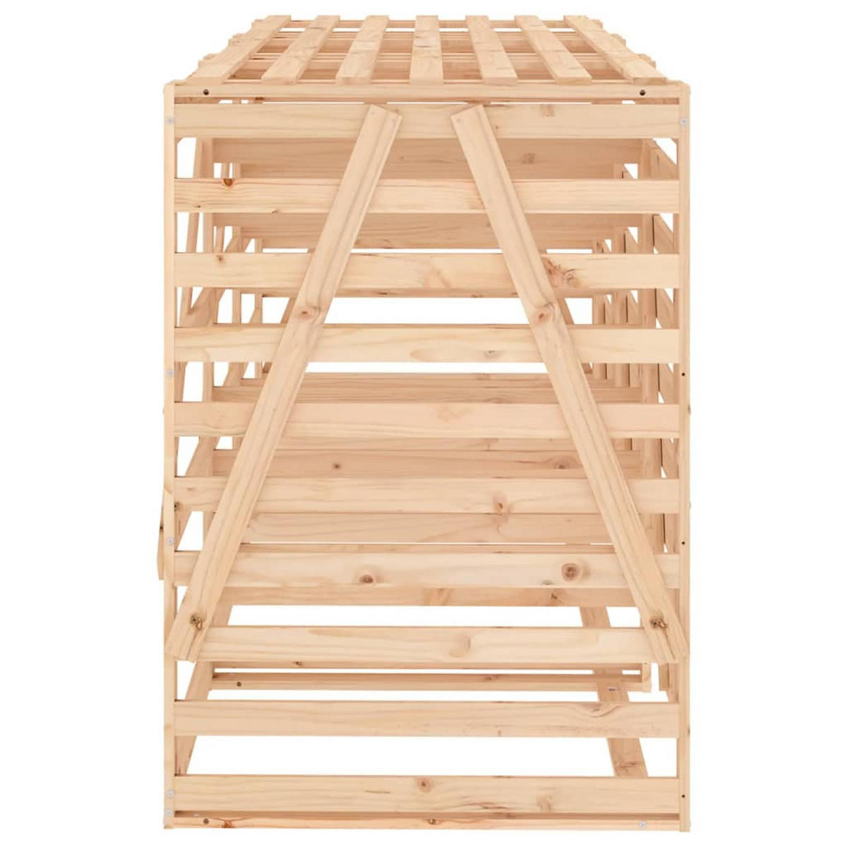 3ER Mülltonnenbox Kiefernholz BOUMI | 240x91,5x128,5cm Natur | Für 3 Tonnen - Naturfarben, Holz (240/128.5/91.5cm) - DELUKE