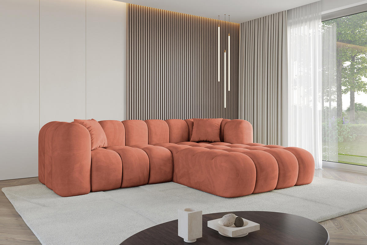 ECKSOFA Ottomane Rechts OLEA-L1 - 231x173x74 cm Koralle - Koralle/Schwarz, Holzwerkstoff/Kunststoff (231/173cm) - ALTDECOR