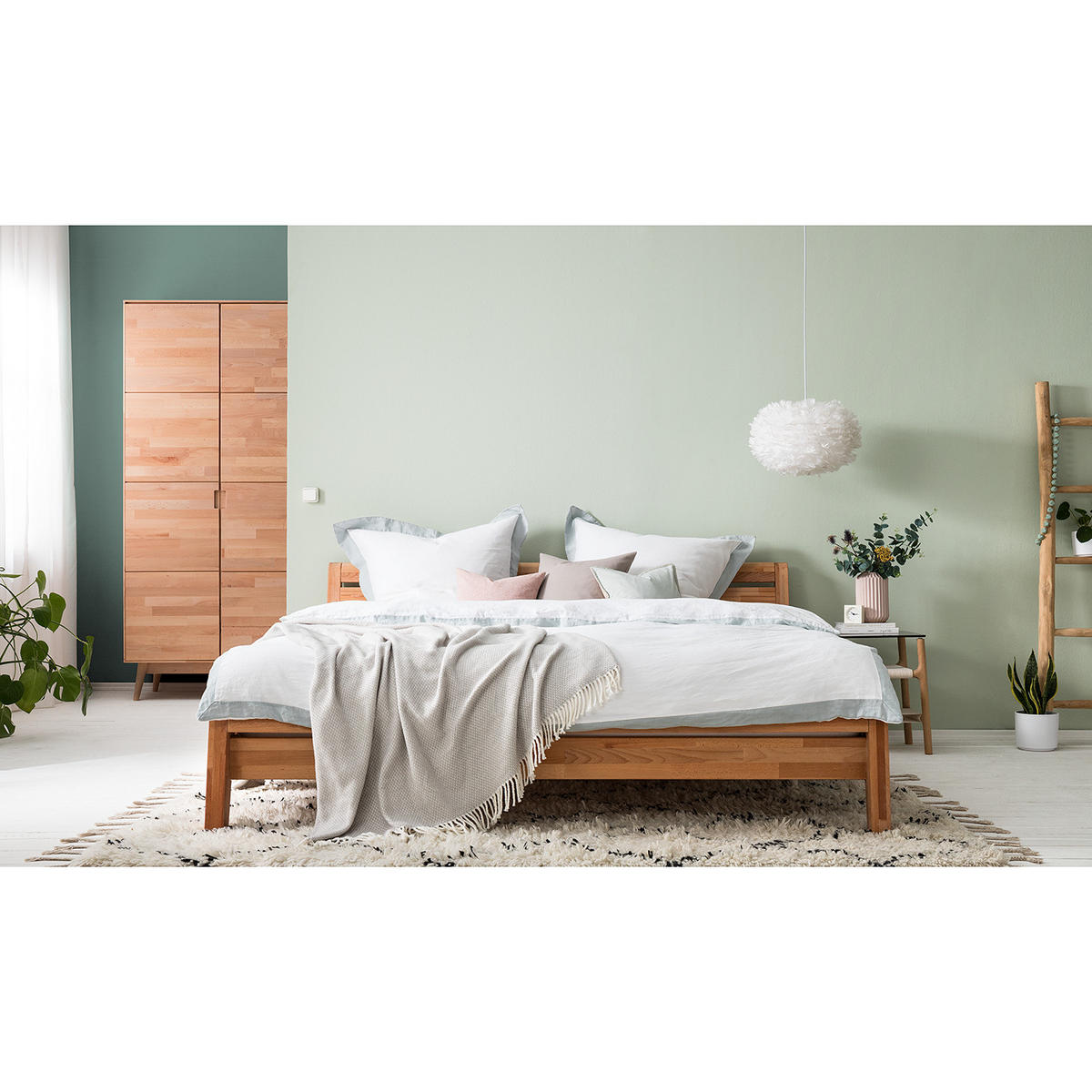 DREHTÜRENSCHRANK - Buche massiv - Buchefarben, Holz (100/210/58cm) - home24