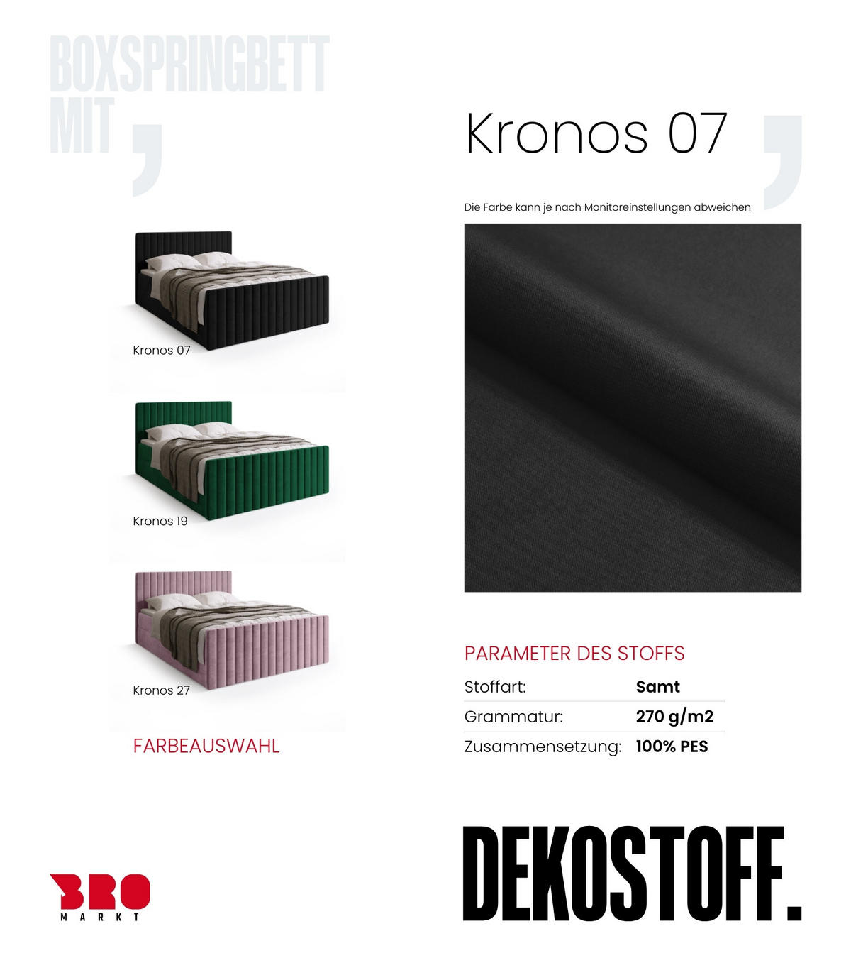 BOXSPRINGBETT Dream Duo mit Topper 140/200 Schwarz - Schwarz, Kunststoff (140/200cm) - Bromarkt