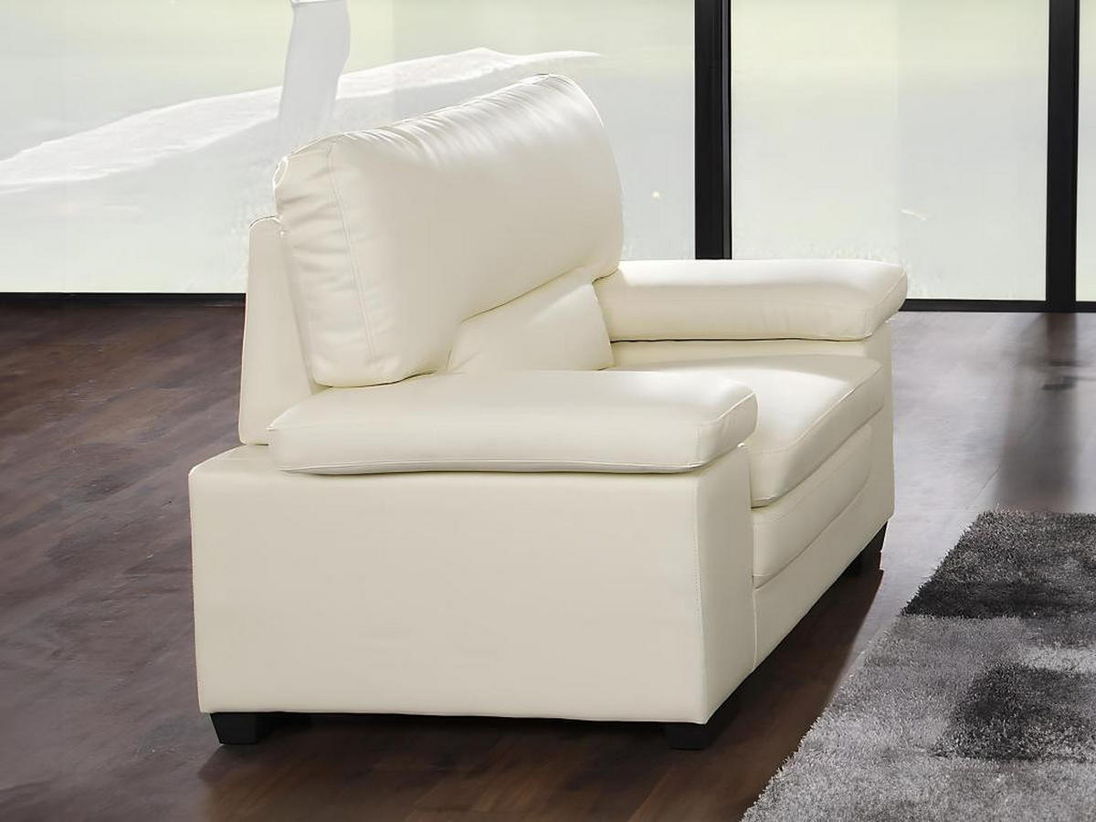 SESSEL - Büfelleder - Elfenbeinfarben - MIMAS II - Weiß, Leder (89/97/112cm) - Vente-Unique