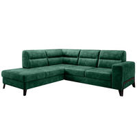 ECKSOFA mit Schlaffunktion & Bettkasten, luxus Nube-Stoff - Dunkelgrün/Schwarz, Textil/Metall (277/237cm) - Eltap