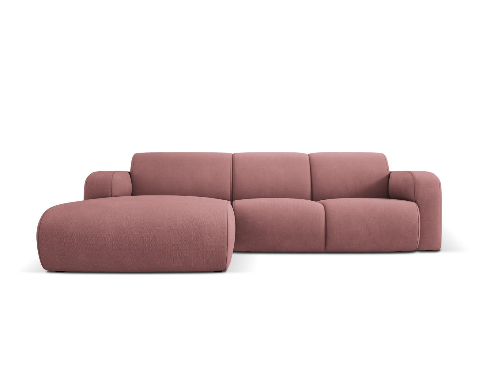ECKSOFA links Molino aus strukturiertem Stoff rosa 4 Sitzplätze - Pink, Textil (170/250cm) - Micadoni