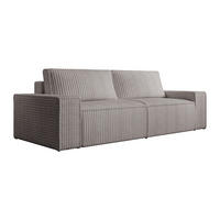 SCHLAFSOFA 4-Sitzer - grob gerippter Cord - Hellgrau - AMELIA - Hellgrau, Textil (257/85/102cm) - Vente-Unique