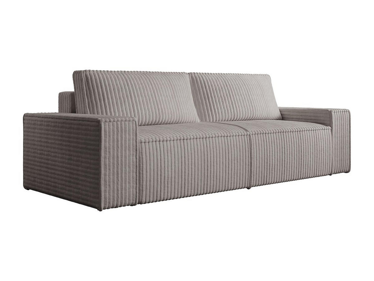 SCHLAFSOFA 4-Sitzer - grob gerippter Cord - Hellgrau - AMELIA - Hellgrau, Textil (257/85/102cm) - Vente-Unique