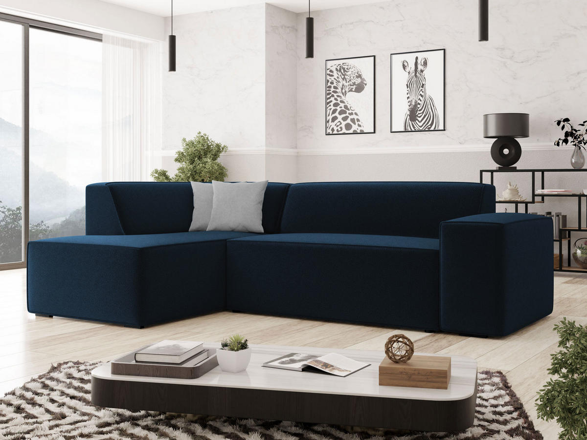 ECKSOFA Lordin, Seite: Links - Blau, Holz/Textil (267/205cm) - MIRJAN24