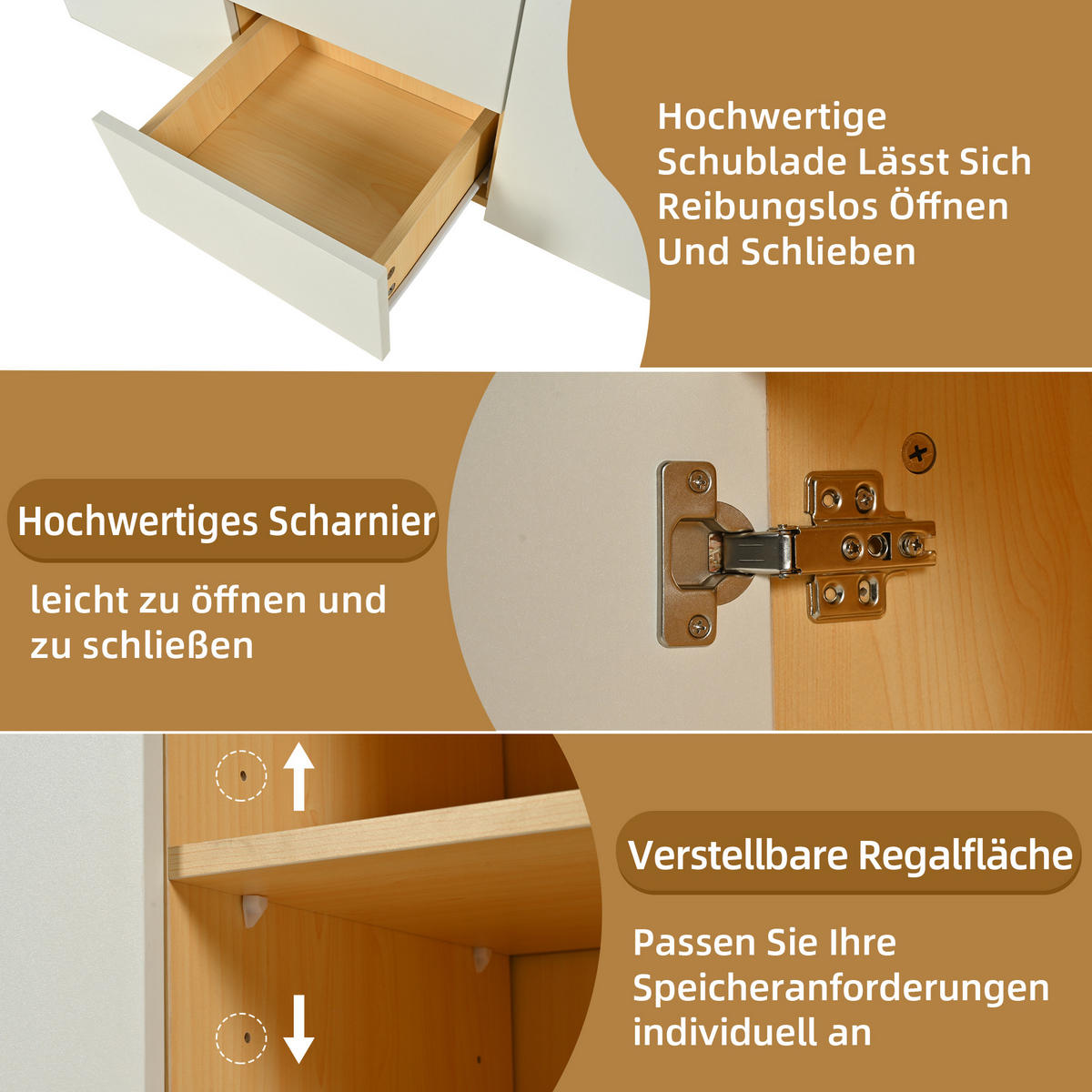 SIDEBOARD LED Weiß Holz 2 Türen 3 Schubladen 140cm Multifunktion - Multicolor, Holzwerkstoff (40/70/140cm) - FLIEKS