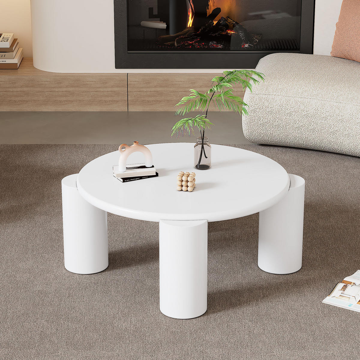 COUCHTISCH White Cloud Weiß Modern 4 Beine Rundkante Balkon Terrasse - Weiß, Holz (45.72/41.28/40.64cm) - FLIEKS