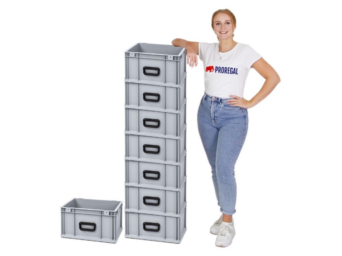 EUROBOX 8x Nextgen Portable Uno 22x30x40cm 20 Liter - Grau, Kunststoff (30/22/40cm) - PROREGAL