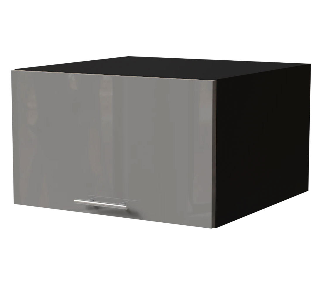 AUFSATZSCHRANK Essen W6B/60 Grau Hochglanz / Schwarz Matt 60 / 59 / 36cm - Schwarz/Grau, Holz/Holzwerkstoff (60/36/59cm) - Feldmann-Wohnen